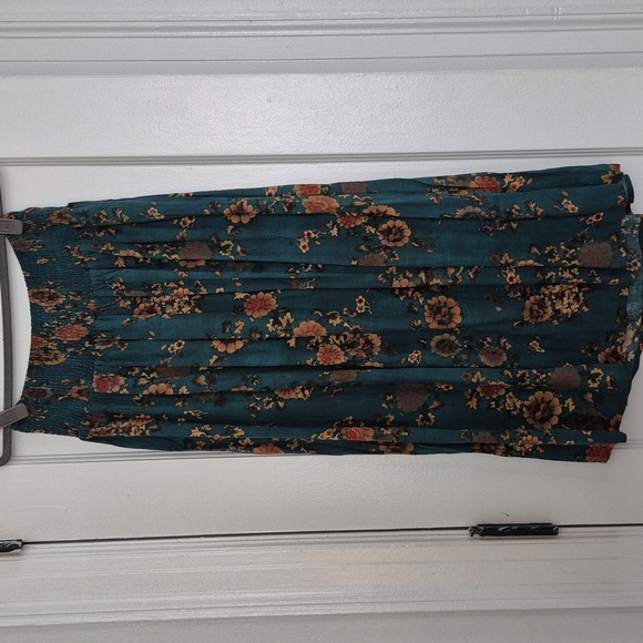 Natural Life Teal Floral Midi Skirt - Picture 5 of 5